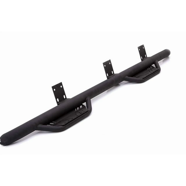 Lund International Nerf Bar 34641334 Terrain HX Step; With Drop Down Steps; 3 Inch Round Straight; Powder Coated Wrinkle Black Steel; Rocker Panel Mount