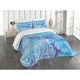 thumbnail image 3 of Ambesonne Mandala Quilted Bedspread Set 3 Pcs, Watercolor Floral, King Size, Multicolor, 3 of 5