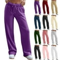 thumbnail image 4 of YLHFASHION Women's Wide Leg Inside Drawstring Loose Sweatpants With Casual Loose Fit Fashion Purple Women's Casual Pants Pants for Work, 4 of 8