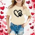 thumbnail image 2 of Gunia Toddler Boys Girls Valentines Shirt Short Sleeve Love Heart Graphic Crew Neck Casual Breathable Soft Valentine'S Day T-Shirt Toddler Tee Tops 3-14 Years Beige, 2 of 4