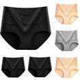 thumbnail image 5 of Sakmal Plus Size Underwear Women Pack Cotton Briefs High Waisted Panties No Show Yellow Panties for Ladies L,5-Pack, 5 of 5
