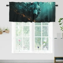 Wolf Kitchen Valance Curtains Forest Trees Gothic Wildlife Animal Woodland Scenery Privacy Decorative Rod Pocket Short Window Valance Curtains 54 by 18 in, 1 Panel