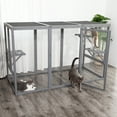 thumbnail image 4 of Coziwow Outdoor Cat House Enclosure Pet Cage Catio W/ Asphalt Roof, 3 Platforms, Gray, 4 of 7