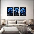 thumbnail image 5 of ZHONGYUTONG 3 Piece Blue Rose Canvas Wall Art Black and White Blue Flower Picture Navy Blue Floral Painting for Bathroom Decor Framed (11.00" x 14.00" x 3PCS), 5 of 5
