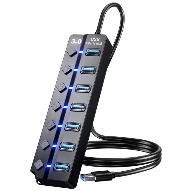 Hub USB 3.0 PANPEO de 7 puertos con cable de 1 m para ordenador portátil PS4/5