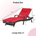 thumbnail image 4 of Tcbosik Chaise Lounge Chairs Set of 2, Outdoor Wicker Reclining Chair with Adjustable Backrest, Lounge Lawn Chair for Poolside, Beach, Backyard, Red, 4 of 7