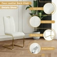 thumbnail image 6 of KATBOC 5Pcs 33.86in Modern Round Marble Dining Table Set, Gold Tulip Base & Waterproof Faux 4 Leather Chairs for Ergonomic Small Space for Apartments, Breakfast Nooks, Open-Plan Rooms, White, 6 of 7
