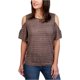 thumbnail image 1 of Blusa de punto con hombros descubiertos a rayas para mujer de Lucky Brand, negro, extragrande Lucky Brand Tejer, 1 of 2