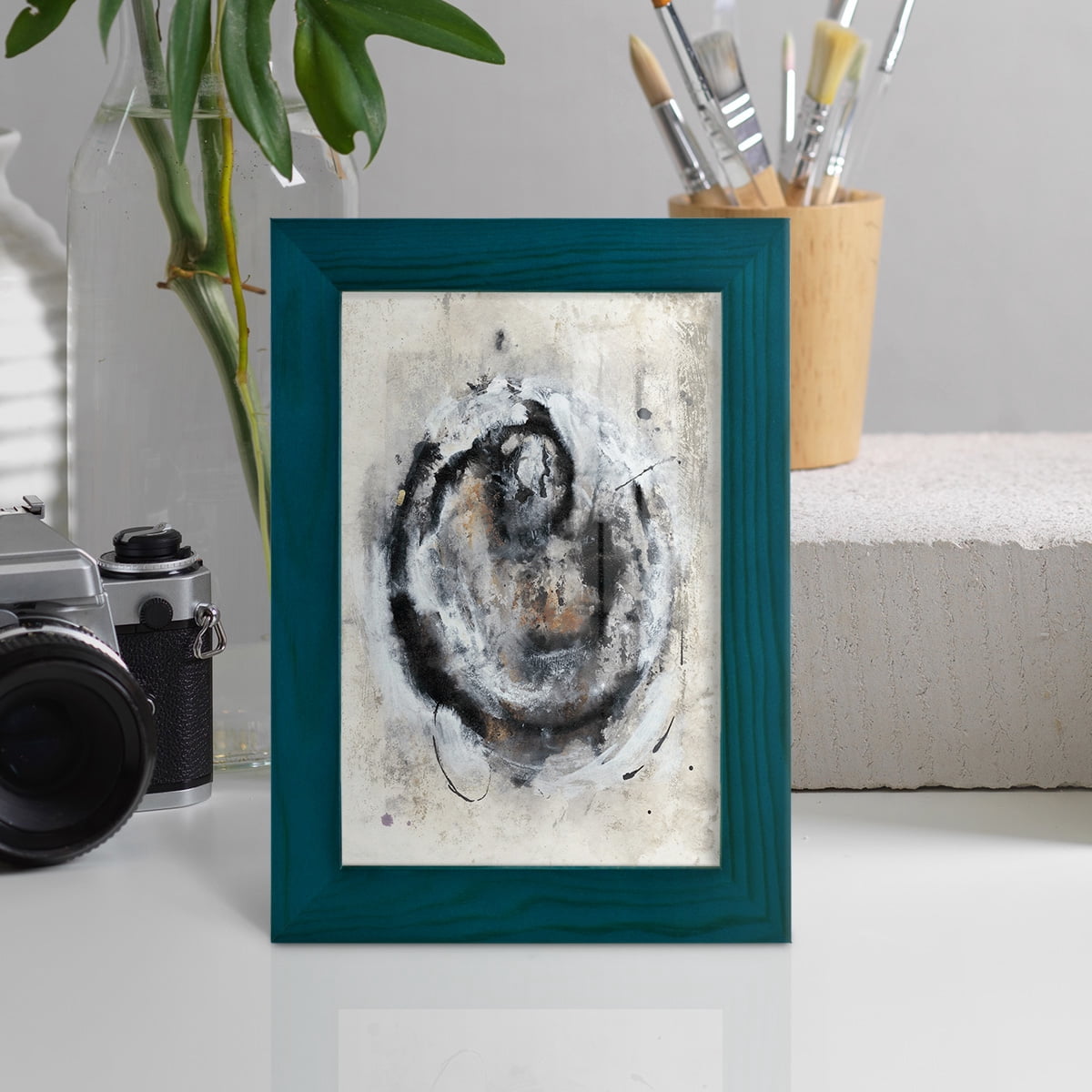 Circular Energy III -Framed Print w/glass-Ocean Blue