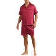 thumbnail image 2 of INSPIRAR CHIC Pijama de Satén para Hombre de Manga Corta, Conjunto de Pijamas de Verano de 2 Piezas, Talla 2XL, Rojo, 2 of 5