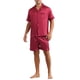 thumbnail image 2 of INSPIRAR CHIC Pijama de Satén para Hombre de Manga Corta, Conjunto de Pijamas de Verano de 2 Piezas, Talla 2XL, Rojo, 2 of 5