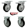 thumbnail image 2 of 5 Inch Black Polyurethane Swivel Top Plate Caster Set 2 Lock Brakes 2 Rigid SCC, 2 of 2