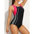 thumbnail image 3 of BeautyIn Women's One Piece Swimsuits Wide Shoulders Bathing Suit Color Blocked, 3 of 6