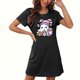 thumbnail image 2 of Camisón corto de talla grande para mujer, camisón de manga corta con estampado de pecho a la moda, camisón para mujer, 2 of 3