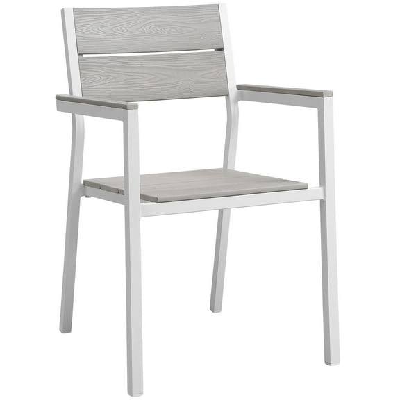 Modway Maine 17.5" Modern Aluminum Outdoor Armchair in White/Light Gray