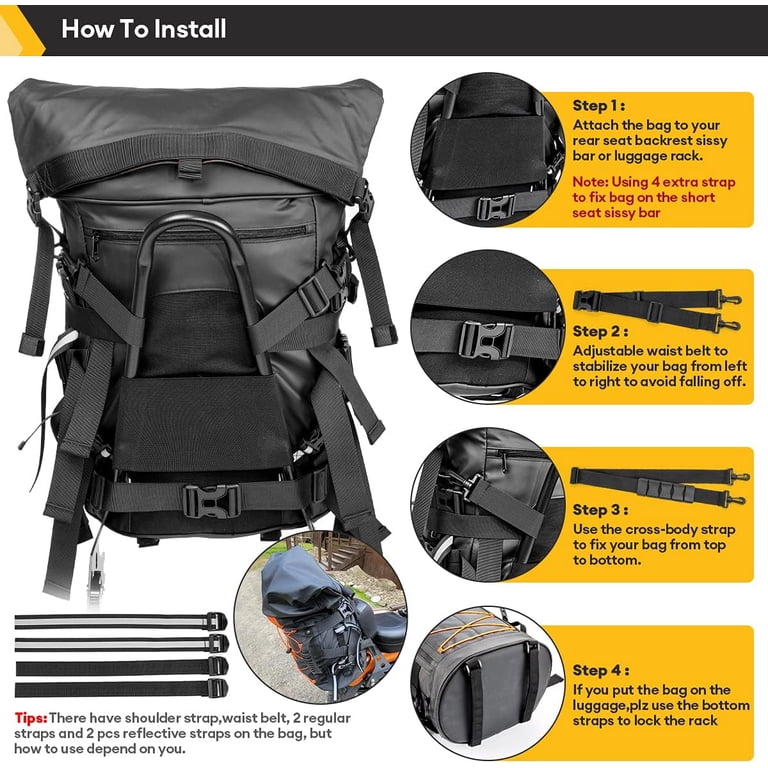 anyone use a large backpack to travel on a motorcycle MKN Carbon Fiber Hard Shell with Helmet Holder The Trident backpack has adjustable sternum clip and waist straps Essential Items You Should Carry