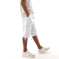 thumbnail image 4 of Vamuko Womens Cargo Shorts Drawstring Baggy Bermuda Shorts 2026 Summer Knee Length Casual Capris Plus Size Wide Leg Short with Pockets White L, 4 of 8