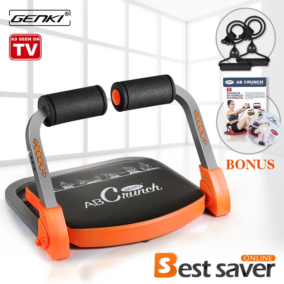 Genki Abs Machine Pro Core Exercise Ab Abdominal Workout Fitness Equipment With Guide Dvd Bands Poster 9 In 1 3 Level Adjustable Resistance For Genki Abs Machine Pro Core Exercise Ab Abdominal Workout Fitness Equipment With Guide Dvd Bands Poster 9 In 1 3 Level Adjustable Resistance For