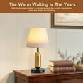 thumbnail image 3 of Golden Table Lamp for Bedroom, 3-Way Dimmable Gold Bedside Lamps for Nightstand with Fabric Shade, Desk Lamp for Kids Reading, Home Office, 3 of 14
