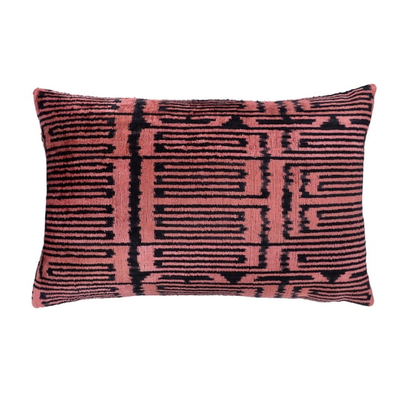Rosa Silk Velvet Ikat Pillow, 16" X 24"