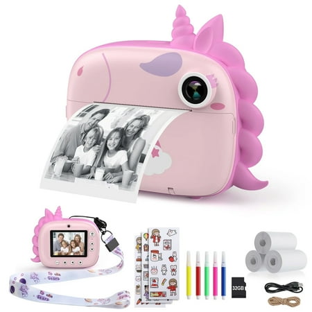 HiMont Kids Camera Instant Print, Digital Toddler Camera, Toys Gift for Girls 3-15 Years Old (Pink)