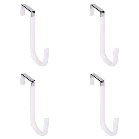 Denhf 4Pcs Over the Door Hooks Door Hangers Hooks with Rubber Prevent Scratches Over Door Hooks for Bedroom Bathroom Cabinet Heavy Duty Organizer Hooks for Hanging Clothes Hats Towels White