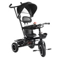 thumbnail image 3 of Tricycle with Adjustable Push Handle,Removable Canopy,Safety Harness,Music Headlight,Storage Basket,Push Bike for 3-6 Years Old, 3 of 8