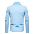 thumbnail image 4 of ibuvkizy Long Sleeve T-Shirts for Men Clearance Men's Fashion Casual Winter Solid Color Medium High Neck Design Long Sleeved Round Neck Top Shirt,Light Blue XL, 4 of 8