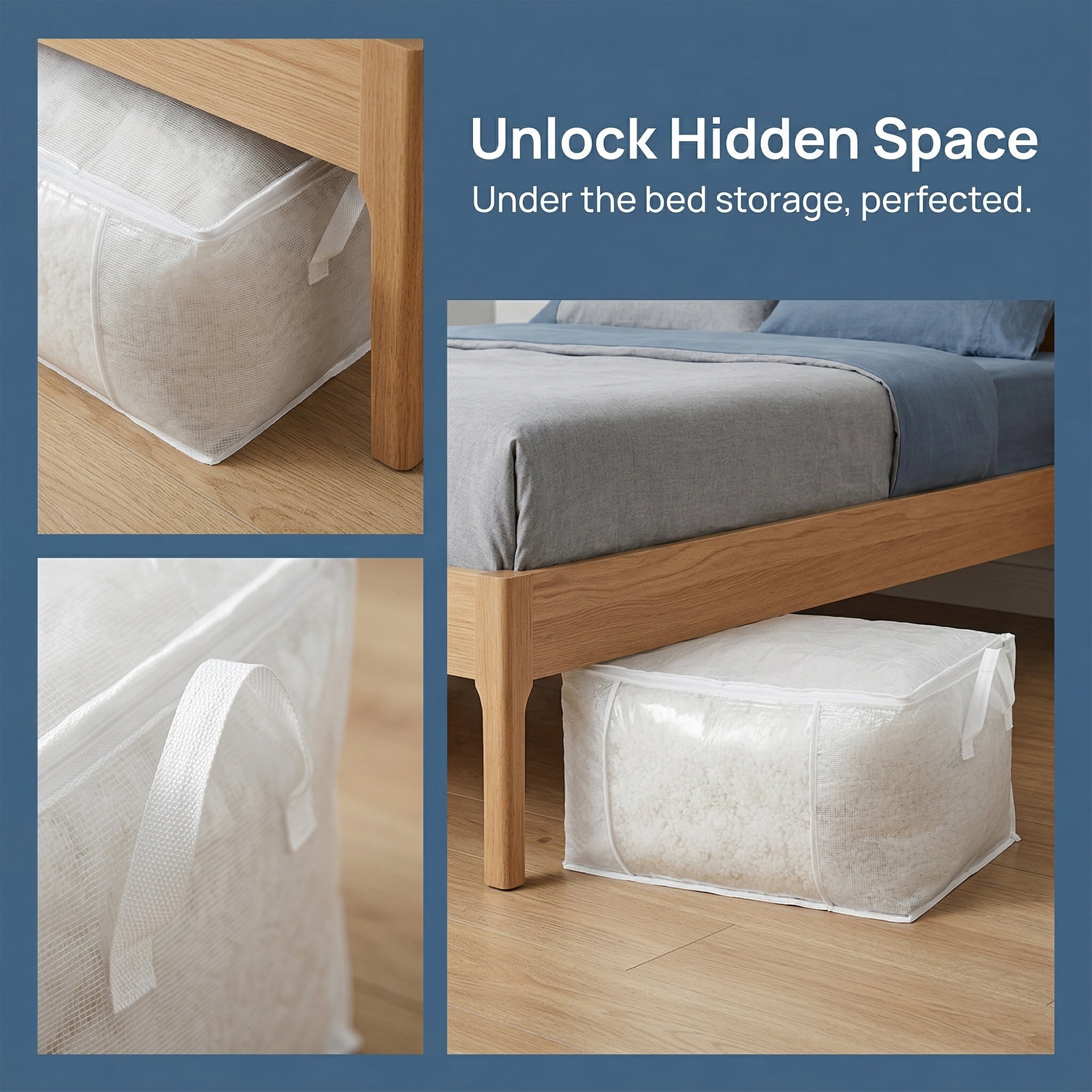 Unique Bargains Clothes Storage Bags for Organizing Comforter Clear 23.6"x14.6"x13.8"
