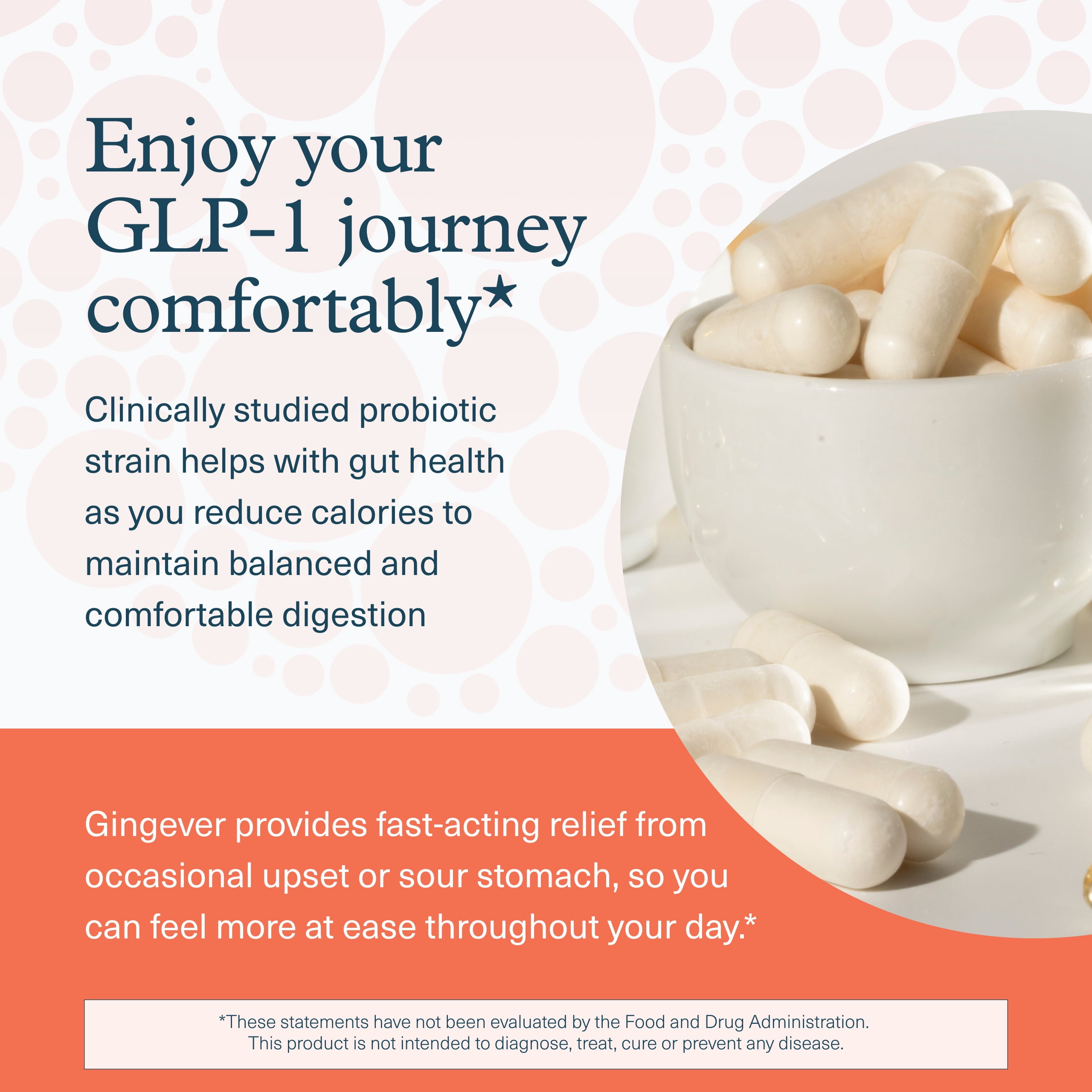 Youtheory 2X Action Probiotic - GLP-1 Support for Gut & Digestive Health* - Clinically Studied Probiotic - Prebiotic Fiber & Fast-Acting Ginger Extract - Gluten & Soy Free - 60 Vegetarian Capsules