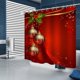 thumbnail image 3 of Cortina de ducha de tela con estampado artístico de luces navideñas rojas para baño, cortina de baño ancha e impermeable, forro de poliéster (1820 x 180 cm), 3 of 5