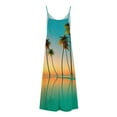 thumbnail image 4 of Summer Saving Wycnly Summer Dresses for Women Hawaiian Vacation Loose Swing Spaghetti Strap Long Sundresses 2024 Short Sleeve V-Neck Coconut Tree Print Maxi Formal Dress Green XXXL, 4 of 5
