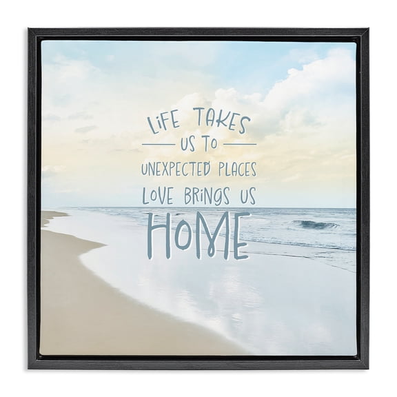 Stupell Industries Shabby Chic Love Brings Us Home Inspiration Black Floating Frame Canvas Art, 18 x 18, by Natalie Carpentieri