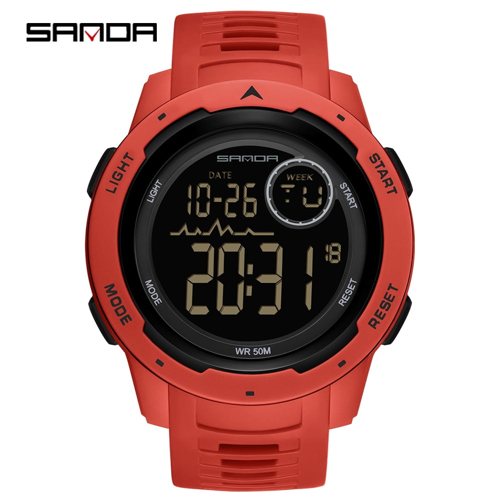 Sanda Men's Analog Sports Watch, LED Large Face Waterproof Wrist Watches, Dual Dial Digital Analog Watches for Men  2125