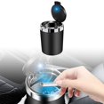 thumbnail image 2 of Car Ashtray with LED Light, ABS + Stainless Steel, Flip-Top, Removable Liner, Flame-Retardant, Also for Small Trash Storage, 2 of 6