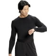 thumbnail image 5 of Infinity Men's Long Sleeve Underscrub Round Neck Top with Long Sleeves, Contrast Stitching On Side Seams IN608, XS, Black, 5 of 6