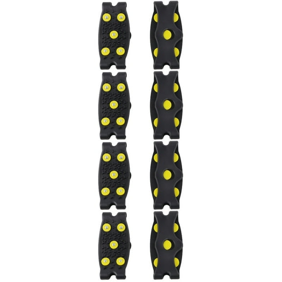 WORGEOUS 4 Pairs Traction Cleats with 5-Grip Design, Grippers for Shoes, Walking, Hiking, Jogging, Climbing, Black