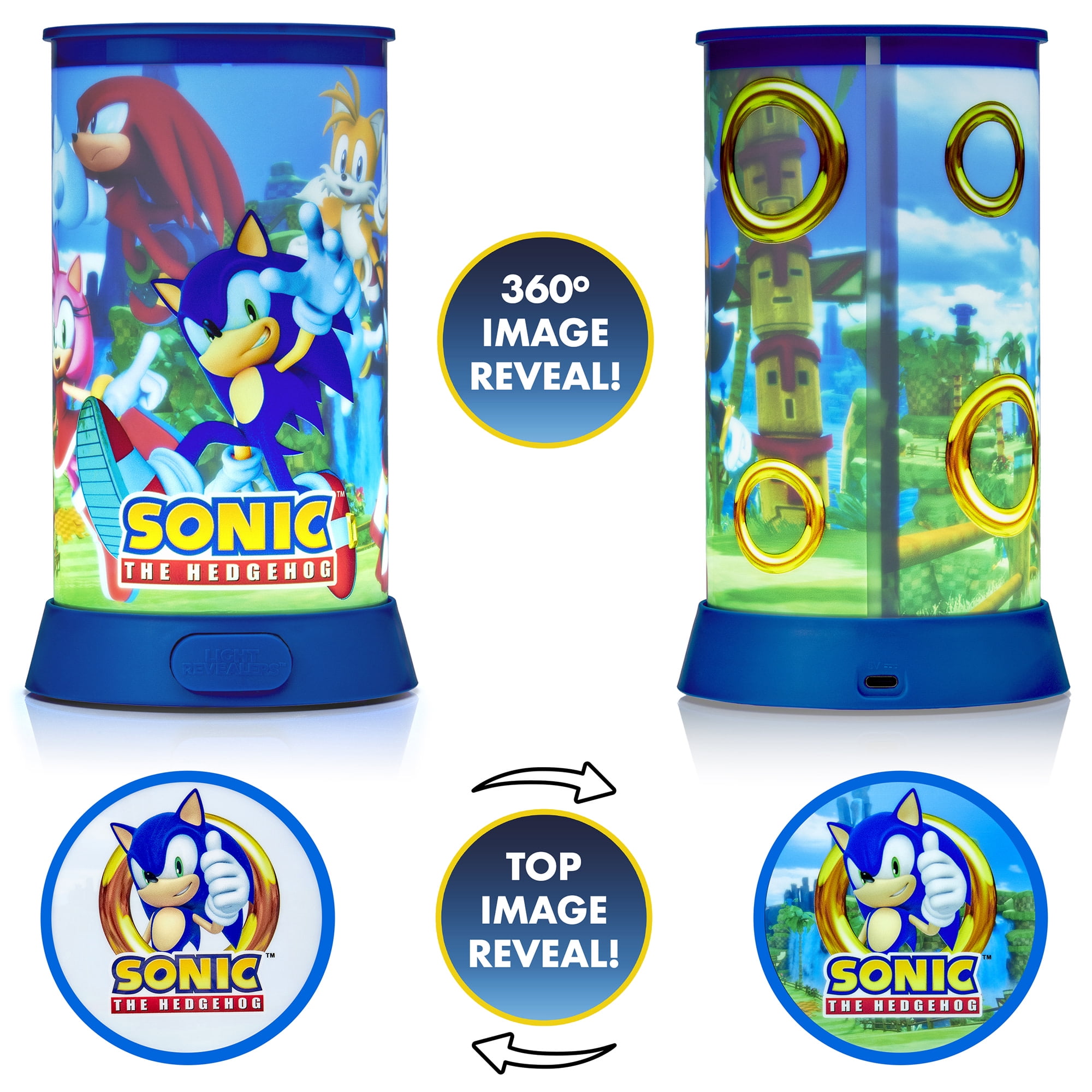 Wow Stuff! Light Revealers Lamp - Sonic The Hedgehog - 7.5" Night Light, 360 Image Scene & Character Reveal, Auto-Off, Illuminating Kids Room Decor