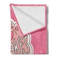 thumbnail image 2 of Funny Words Soft Flannel Fleece Throw Blanket, Make Cupcakes Lettering on Yummy Pastry and Polka Dots, Cozy Plush for Indoor and Outdoor Use, 70" x 90", Pink Dried Rose Peach, by Ambesonne, 2 of 5