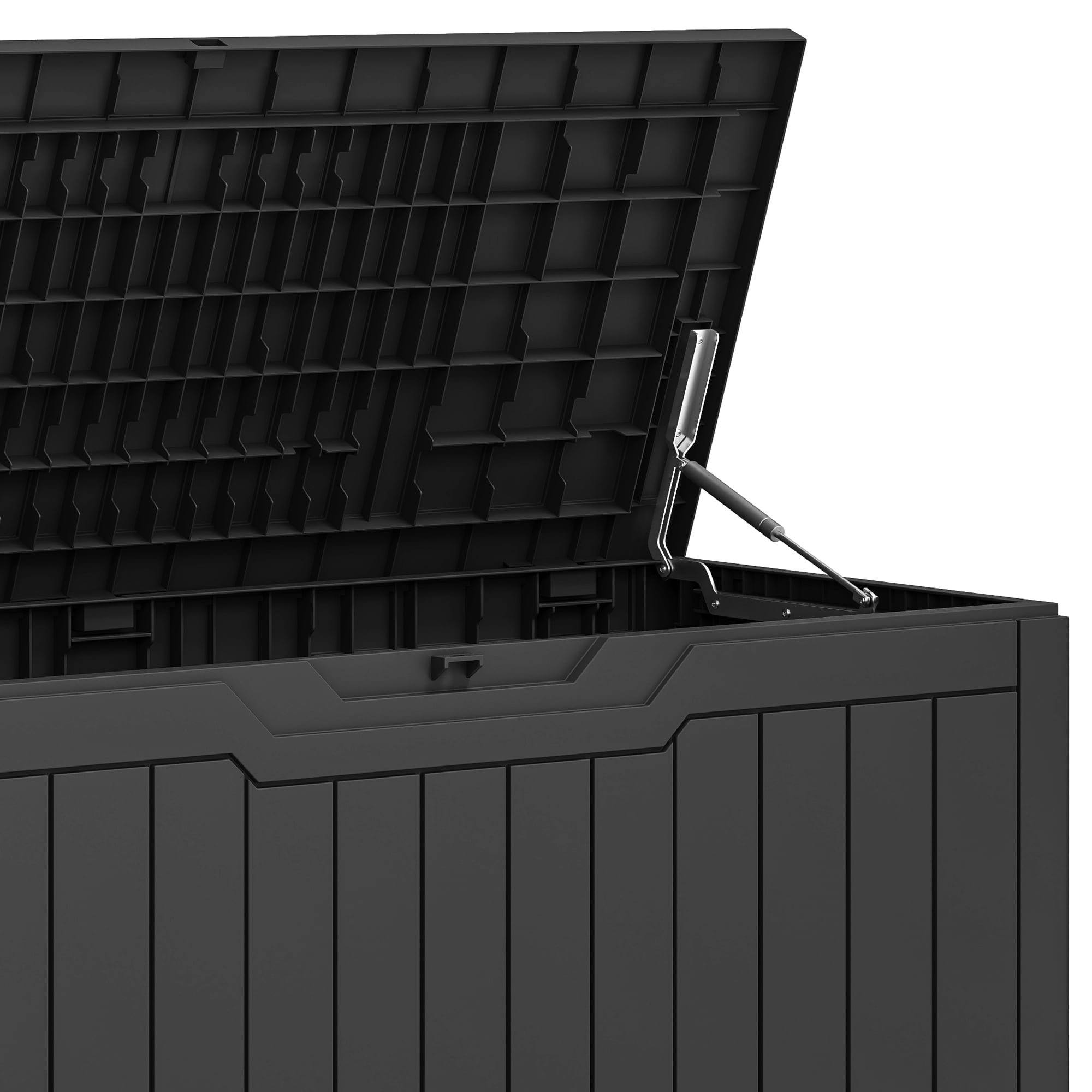 Uforic 80 Gallon Outdoor Resin Deck Box – Lockable Storage with Stylish Wood-Grain Texture & Durable Black Finish for Patio & Garden