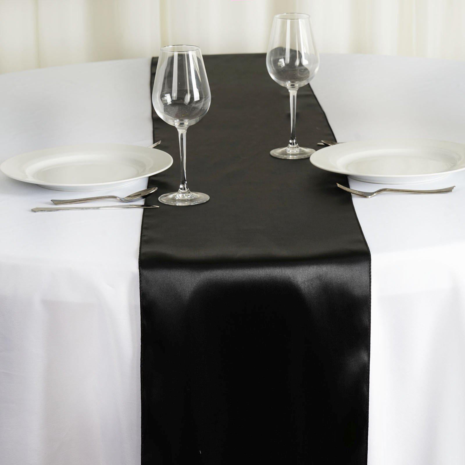12"x108" Black Satin Table Runner