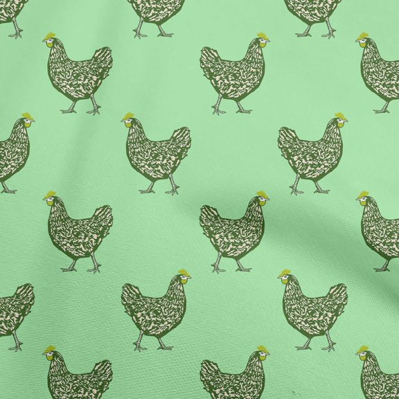 oneOone Georgette Viscose Sea Green Fabric Rooster Cock Fabric For Sewing Printed Craft Fabric By The Yard 42 Inch Wide
