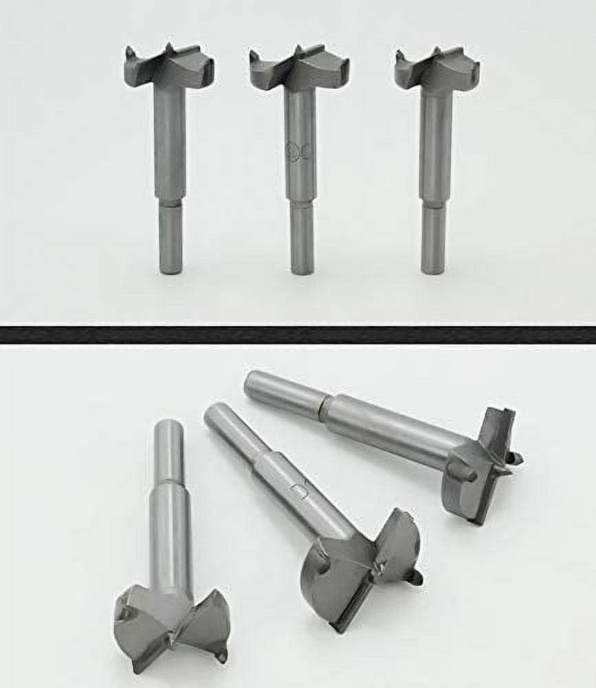Meichoon Forstner Drill Bits Set 30-60mm 6PCS, Flat Wing Drilling Hole Hinge Cemented Carbide Carbon High Speed Steel Woodworking Drill Punching Bit with Round Shank DC02A