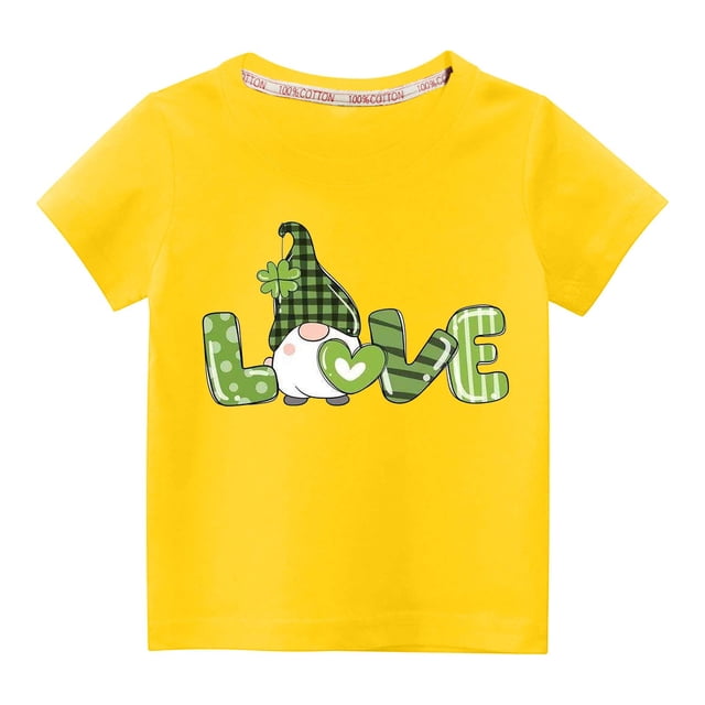 Besolor T-Shirts de la Saint-Patrick pour Enfants Garçons Filles Manches Courtes Hauts d'Été Décontractés Col Rond Blouse Graphique Tee