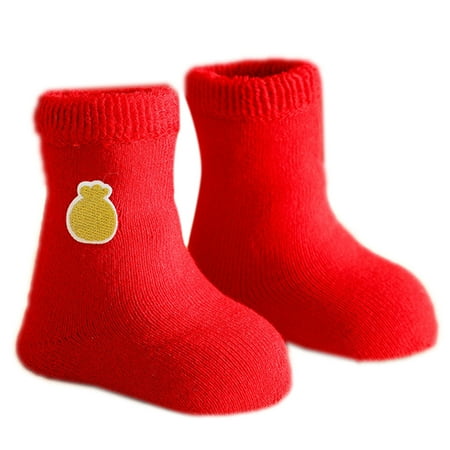 

3-5Y Thicken Warm Toddler s Socks Solid Color Boots Floor Sleeping Sock Thermal Warmer Snow Sock for Christmas Gift