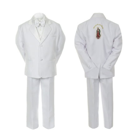 

Baby Boy Christening Notch Lapel Suit Silver or Gold Guadalupe On Back SM-20