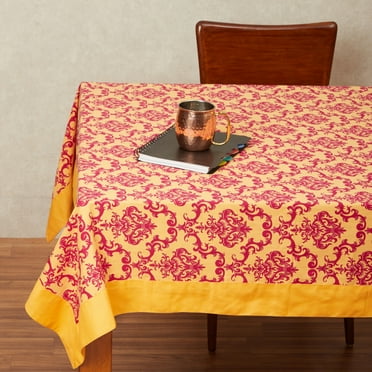 In-Sattva Home 100% Cotton Autumn Print Washable Rectangular Table Cover Cloth; Rectangular 60 X 60; Seats Table for 4; Orange