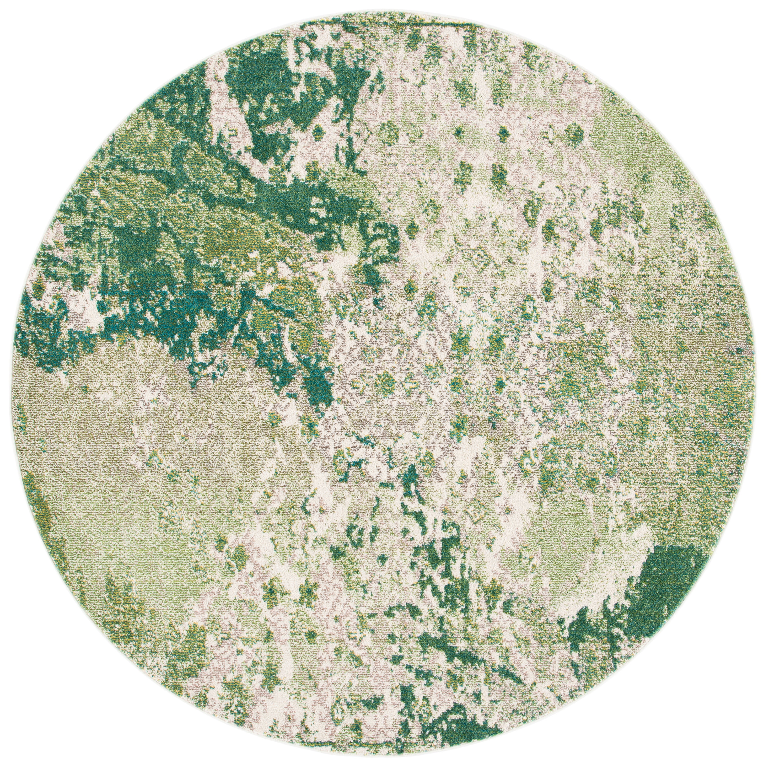 SAFAVIEH Madison Seanan Abstract Area Rug, Green/Ivory, 6'7" x 6'7" Round