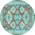 thumbnail image 1 of Ahgly Company Indoor Round Geometric Light Blue Traditional Area Rugs, 3' Round, 1 of 4