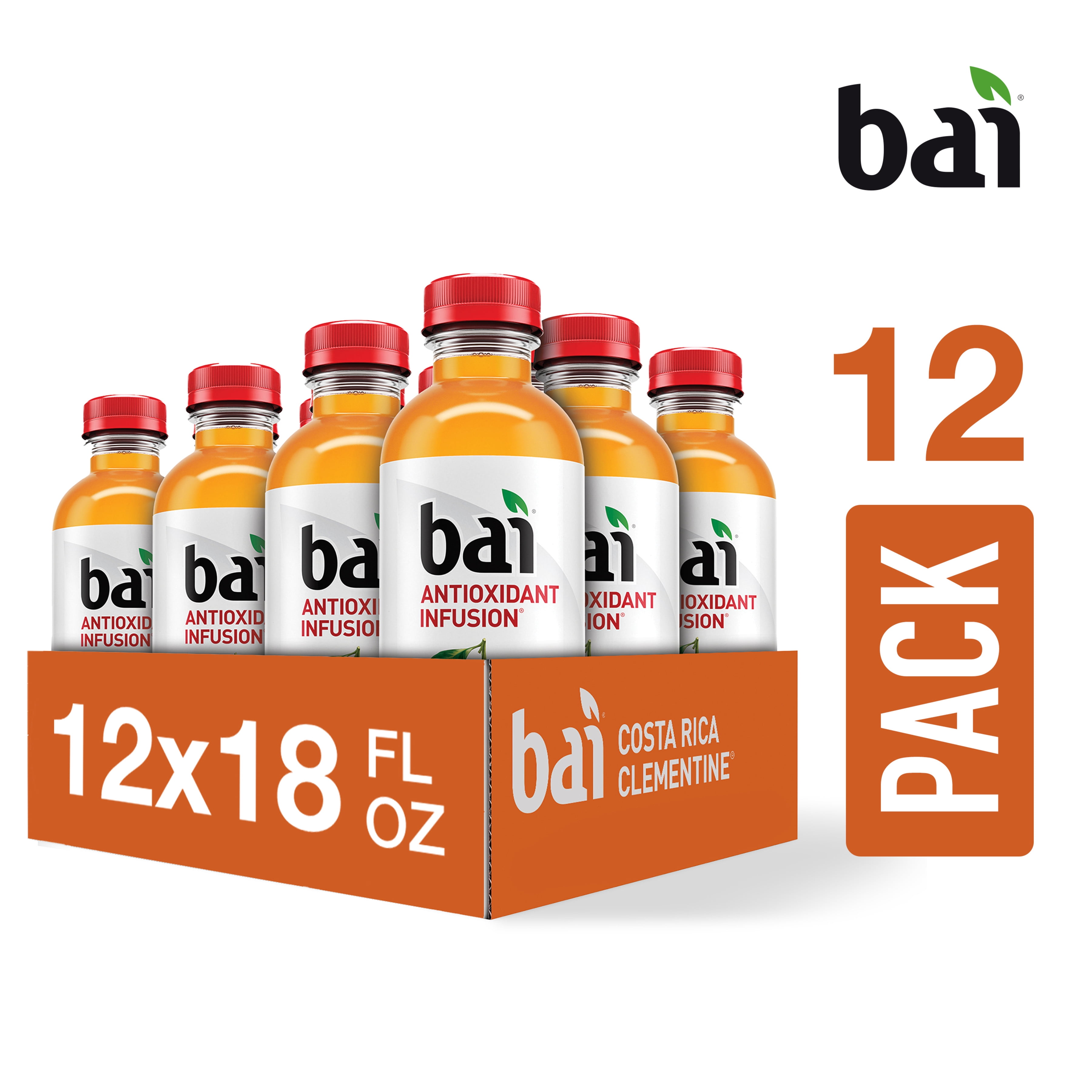 Bai Gluten-Free, Costa Rica Clementine, Antioxidant Infused Drink, 18 Fl Oz, 12 Pack Bottles